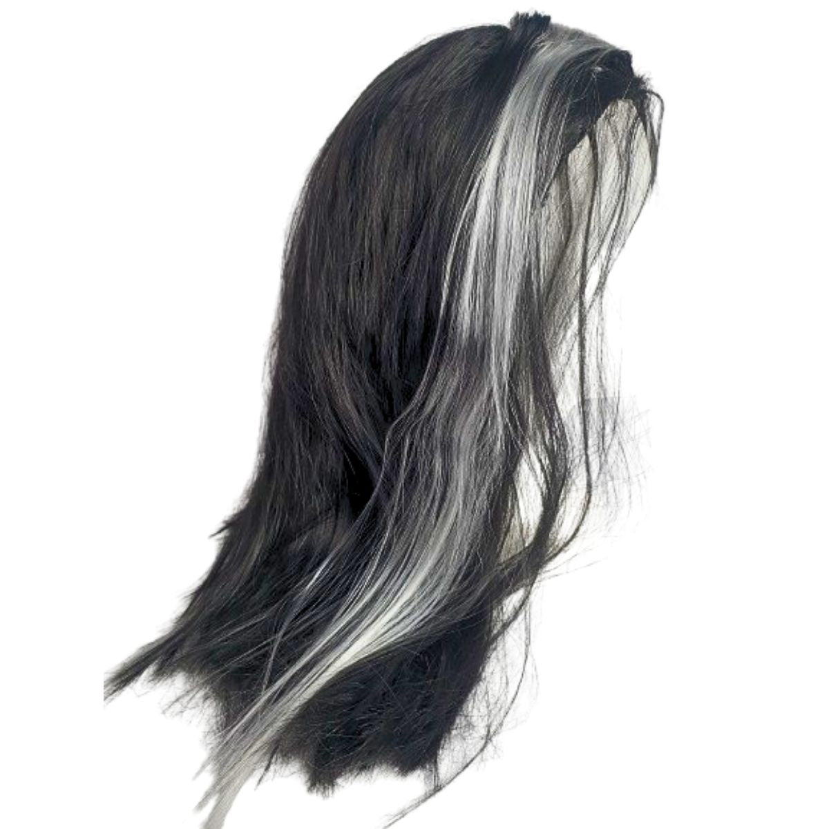 Peruca Fantasia Cosplay Longa Lisa Sintética Preto Com Mecha Peruca Fantasia Cosplay Longa Lisa Sintética Preto Com Mecha